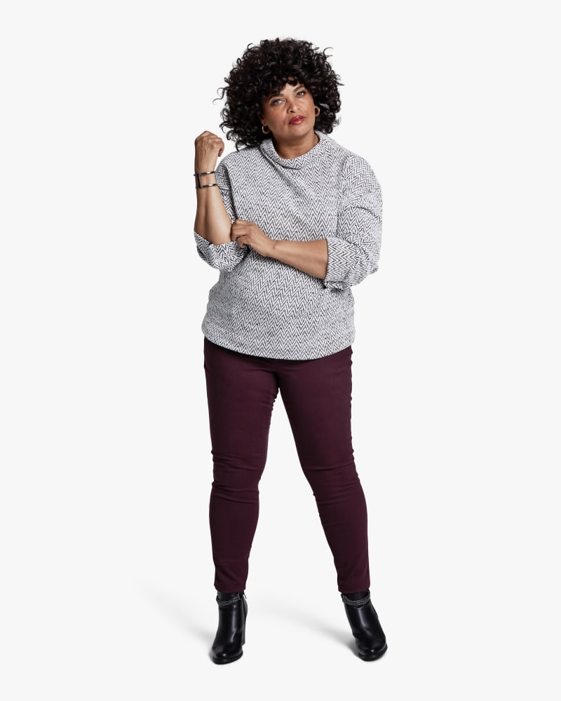 Plus size model with rectangle body shape wearing Penelope Chenille Sweater by Rafaella | Dia&Co | dia_product_style_image_id:113188